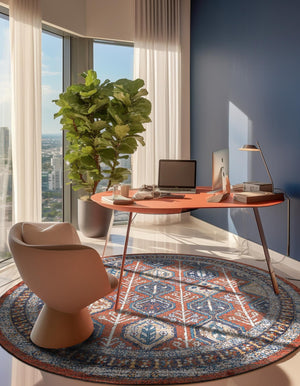 Rust Red 10' x 10' Aramis Round Area Rug Polypropylene With Cotton Backing Easy Clean Living Room Bedroom Dining Office Carpet for Sale at Rug Engine