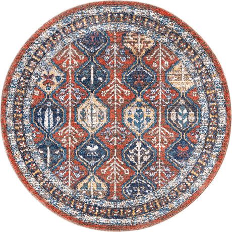 Rust Red 5' 3 x 5' 3 Aramis Round Area Rug Polypropylene With Cotton Backing Easy Clean Living Room Bedroom Dining Office Carpet for Sale at Rug Engine