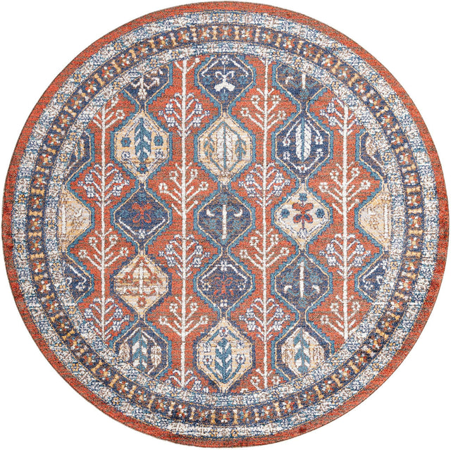 Rust Red 7' x 7' Aramis Round Area Rug Polypropylene With Cotton Backing Easy Clean Living Room Bedroom Dining Office Carpet for Sale at Rug Engine