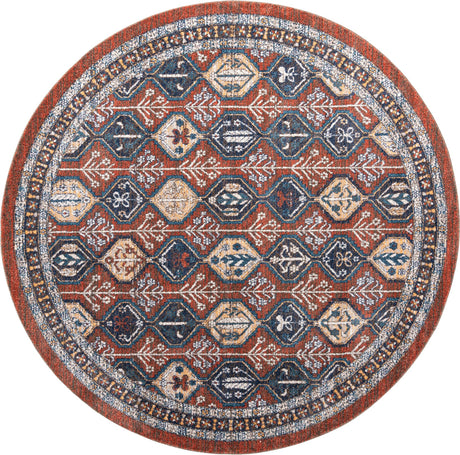 Rust Red 10' x 10' Aramis Round Area Rug Polypropylene With Cotton Backing Easy Clean Living Room Bedroom Dining Office Carpet for Sale at Rug Engine