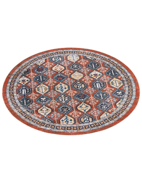 Rust Red 10' x 10' Aramis Round Area Rug Polypropylene With Cotton Backing Easy Clean Living Room Bedroom Dining Office Carpet for Sale at Rug Engine