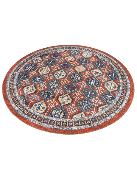 Rust Red 10' x 10' Aramis Round Area Rug Polypropylene With Cotton Backing Easy Clean Living Room Bedroom Dining Office Carpet for Sale at Rug Engine