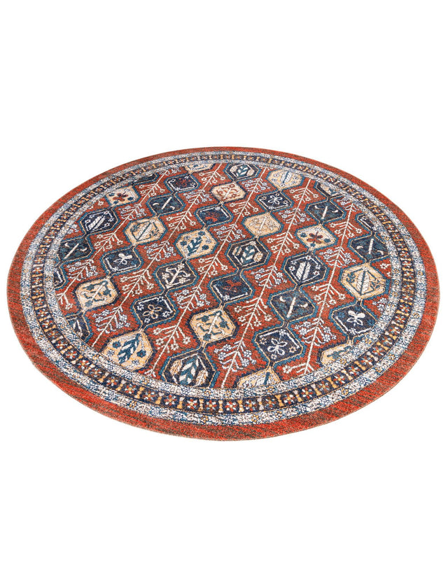 Rust Red 10' x 10' Aramis Round Area Rug Polypropylene With Cotton Backing Easy Clean Living Room Bedroom Dining Office Carpet for Sale at Rug Engine