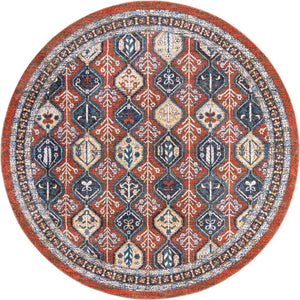 Rust Red 10' x 10' Aramis Round Area Rug Polypropylene With Cotton Backing Easy Clean Living Room Bedroom Dining Office Carpet for Sale at Rug Engine