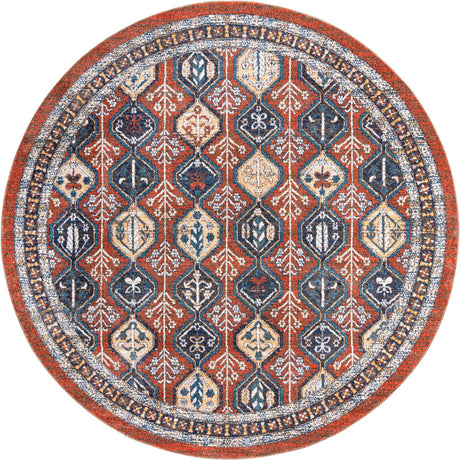 Rust Red 10' x 10' Aramis Round Area Rug Polypropylene With Cotton Backing Easy Clean Living Room Bedroom Dining Office Carpet for Sale at Rug Engine