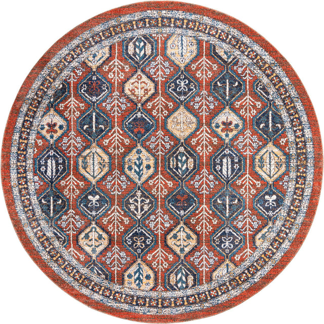 Rust Red 10' x 10' Aramis Round Area Rug Polypropylene With Cotton Backing Easy Clean Living Room Bedroom Dining Office Carpet for Sale at Rug Engine