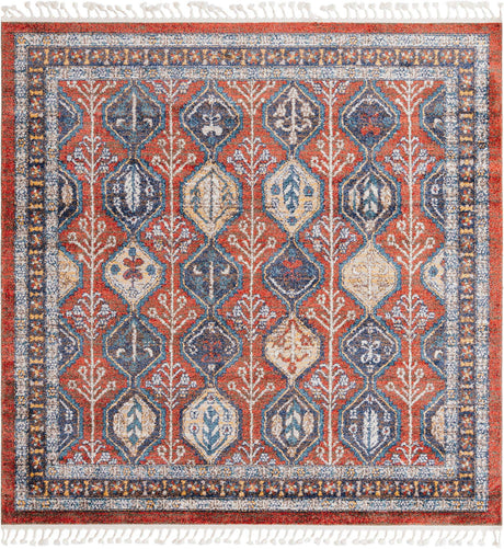Rust Red 8' x 8' Aramis Square Area Rug Polypropylene With Cotton Backing Easy Clean Living Room Bedroom Dining Office Carpet for Sale at Rug Engine
