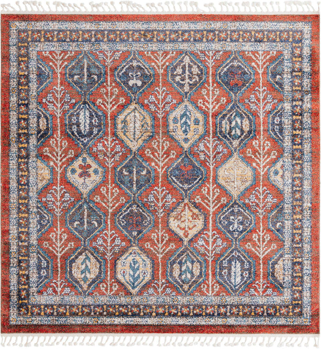 Rust Red 8' x 8' Aramis Square Area Rug Polypropylene With Cotton Backing Easy Clean Living Room Bedroom Dining Office Carpet for Sale at Rug Engine