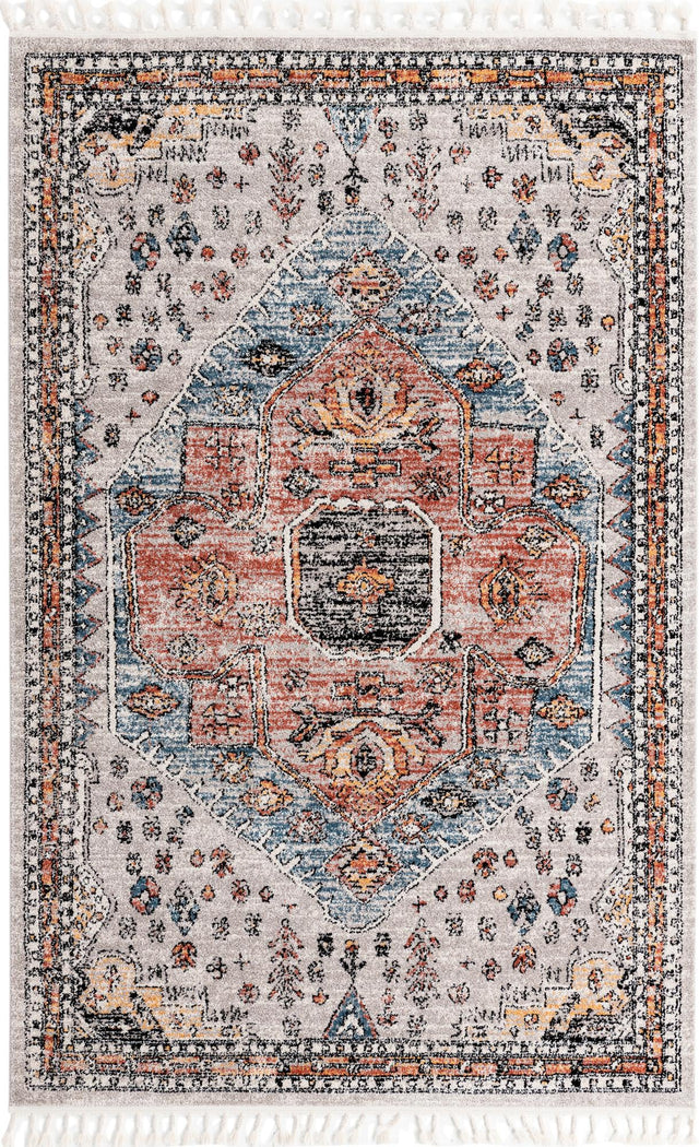 Gray 6' x 9' Aramis Rectangle Area Rug Polypropylene With Cotton Backing Easy Clean Living Room Bedroom Dining Office Carpet for Sale at Rug Engine