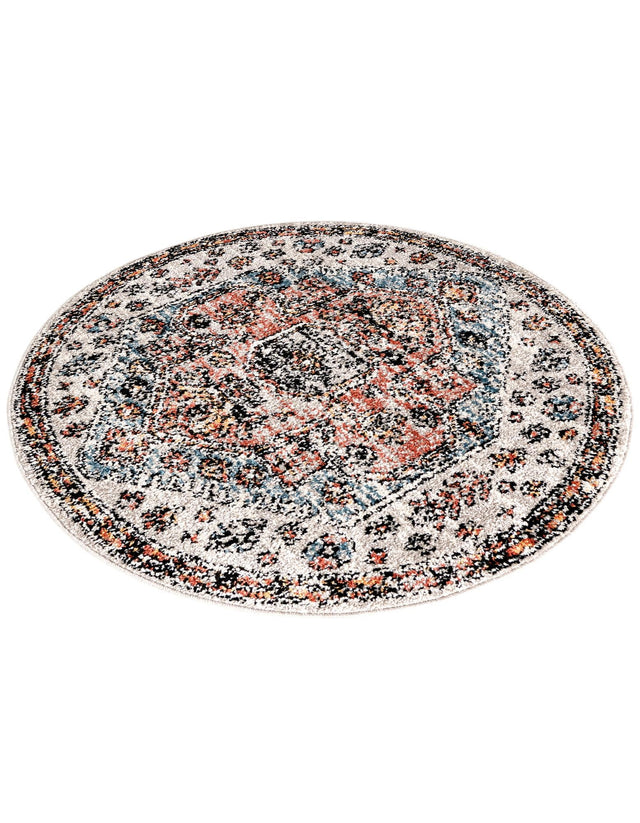 Gray 3' 3 x 3' 3 Aramis Round Area Rug Polypropylene With Cotton Backing Easy Clean Living Room Bedroom Dining Office Carpet for Sale at Rug Engine