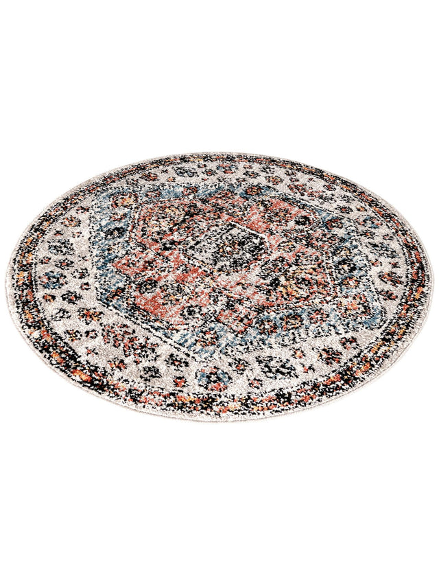 Gray 3' 3 x 3' 3 Aramis Round Area Rug Polypropylene With Cotton Backing Easy Clean Living Room Bedroom Dining Office Carpet for Sale at Rug Engine