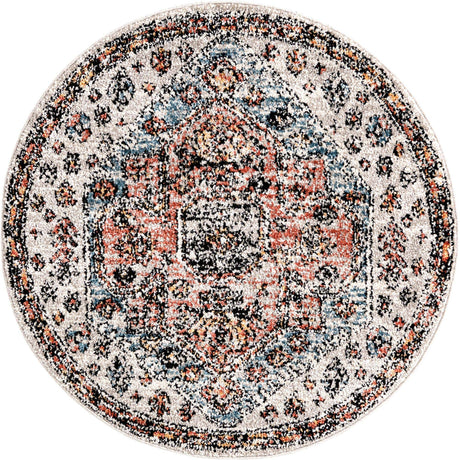 Gray 3' 3 x 3' 3 Aramis Round Area Rug Polypropylene With Cotton Backing Easy Clean Living Room Bedroom Dining Office Carpet for Sale at Rug Engine