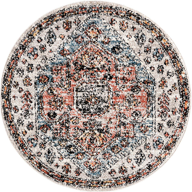 Gray 3' 3 x 3' 3 Aramis Round Area Rug Polypropylene With Cotton Backing Easy Clean Living Room Bedroom Dining Office Carpet for Sale at Rug Engine