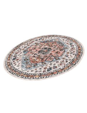 Gray 5' 3 x 5' 3 Aramis Round Area Rug Polypropylene With Cotton Backing Easy Clean Living Room Bedroom Dining Office Carpet for Sale at Rug Engine
