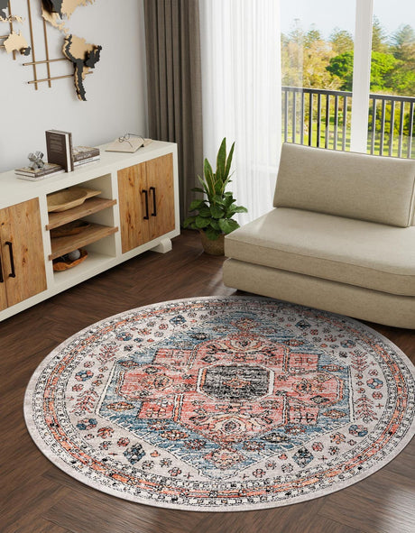 Gray 3' 3 x 3' 3 Aramis Round Area Rug Polypropylene With Cotton Backing Easy Clean Living Room Bedroom Dining Office Carpet for Sale at Rug Engine