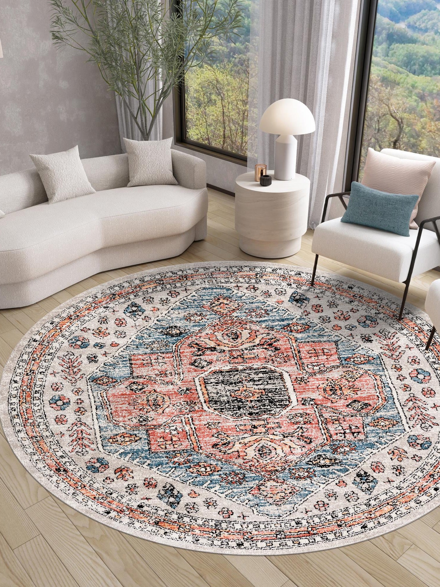Gray 10' x 10' Aramis Round Area Rug Polypropylene With Cotton Backing Easy Clean Living Room Bedroom Dining Office Carpet for Sale at Rug Engine