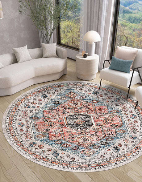Gray 7' x 7' Aramis Round Area Rug Polypropylene With Cotton Backing Easy Clean Living Room Bedroom Dining Office Carpet for Sale at Rug Engine