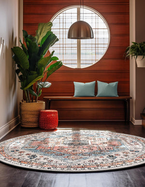 Gray 7' x 7' Aramis Round Area Rug Polypropylene With Cotton Backing Easy Clean Living Room Bedroom Dining Office Carpet for Sale at Rug Engine