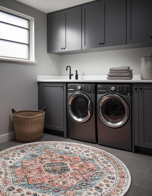 Gray 5' 3 x 5' 3 Aramis Round Area Rug Polypropylene With Cotton Backing Easy Clean Living Room Bedroom Dining Office Carpet for Sale at Rug Engine