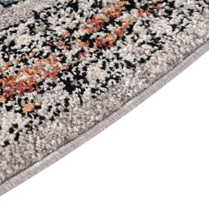 Gray 5' 3 x 5' 3 Aramis Round Area Rug Polypropylene With Cotton Backing Easy Clean Living Room Bedroom Dining Office Carpet for Sale at Rug Engine