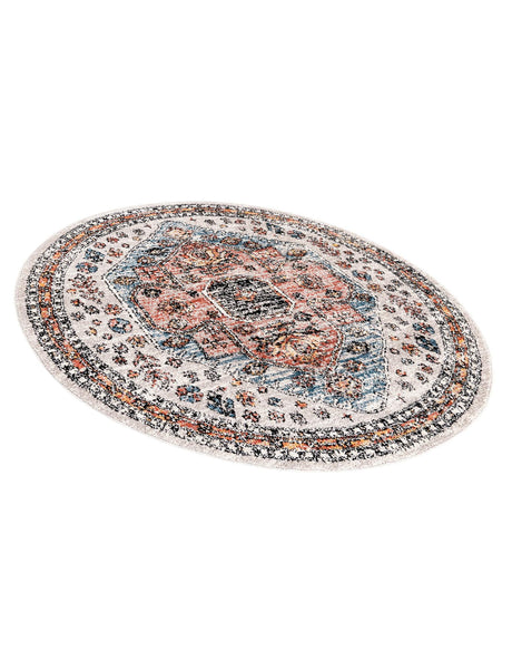 Gray 5' 3 x 5' 3 Aramis Round Area Rug Polypropylene With Cotton Backing Easy Clean Living Room Bedroom Dining Office Carpet for Sale at Rug Engine