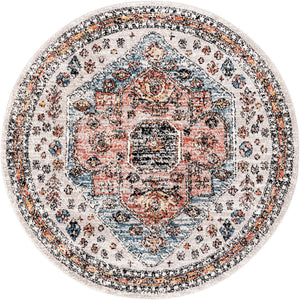 Gray 5' 3 x 5' 3 Aramis Round Area Rug Polypropylene With Cotton Backing Easy Clean Living Room Bedroom Dining Office Carpet for Sale at Rug Engine