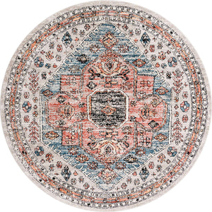 Gray 7' x 7' Aramis Round Area Rug Polypropylene With Cotton Backing Easy Clean Living Room Bedroom Dining Office Carpet for Sale at Rug Engine
