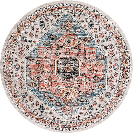 Gray 7' x 7' Aramis Round Area Rug Polypropylene With Cotton Backing Easy Clean Living Room Bedroom Dining Office Carpet for Sale at Rug Engine
