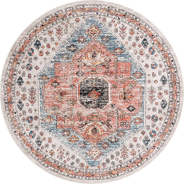 Gray 10' x 10' Aramis Round Area Rug Polypropylene With Cotton Backing Easy Clean Living Room Bedroom Dining Office Carpet for Sale at Rug Engine
