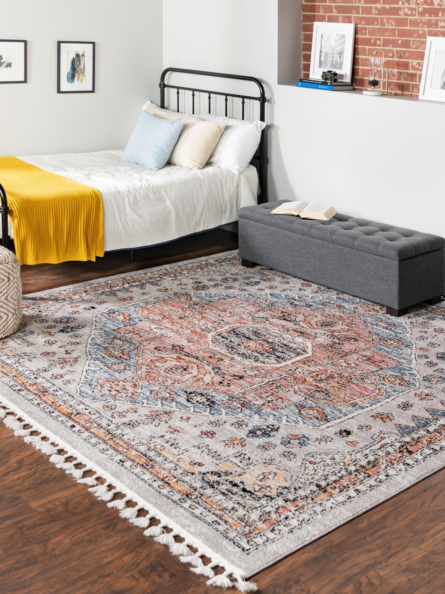 Gray 7' 10 x 7' 10 Aramis Square Area Rug Polypropylene With Cotton Backing Easy Clean Living Room Bedroom Dining Office Carpet for Sale at Rug Engine