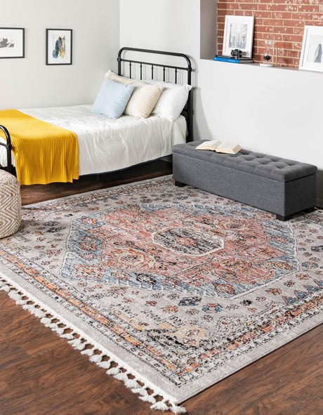 Gray 7' 10 x 7' 10 Aramis Square Area Rug Polypropylene With Cotton Backing Easy Clean Living Room Bedroom Dining Office Carpet for Sale at Rug Engine