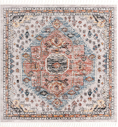Gray 7' 10 x 7' 10 Aramis Square Area Rug Polypropylene With Cotton Backing Easy Clean Living Room Bedroom Dining Office Carpet for Sale at Rug Engine