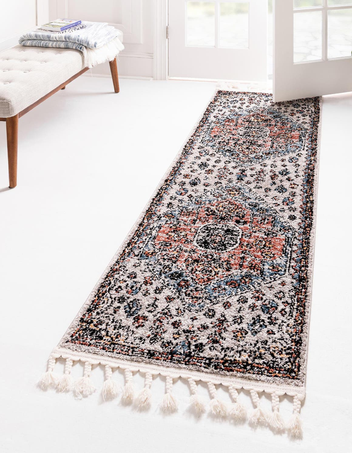 Gray 2' x 8' Aramis Runner Area Rug Polypropylene With Cotton Backing Easy Clean Living Room Bedroom Dining Office Carpet for Sale at Rug Engine