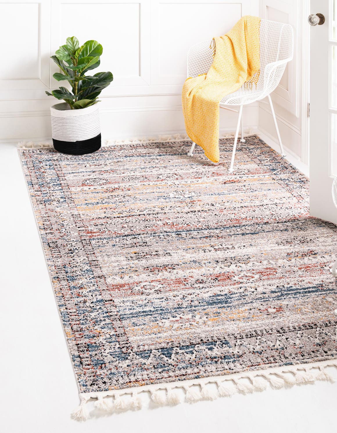 Multicolor 6' x 9' Aramis Rectangle Area Rug Polypropylene With Cotton Backing Easy Clean Living Room Bedroom Dining Office Carpet for Sale at Rug Engine