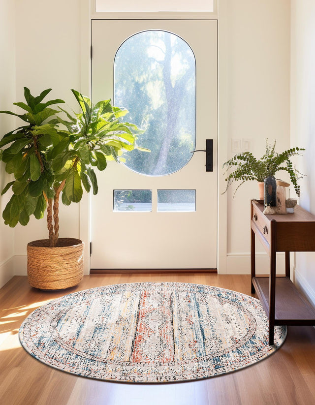 Multicolor 3' 3 x 3' 3 Aramis Round Area Rug Polypropylene With Cotton Backing Easy Clean Living Room Bedroom Dining Office Carpet for Sale at Rug Engine