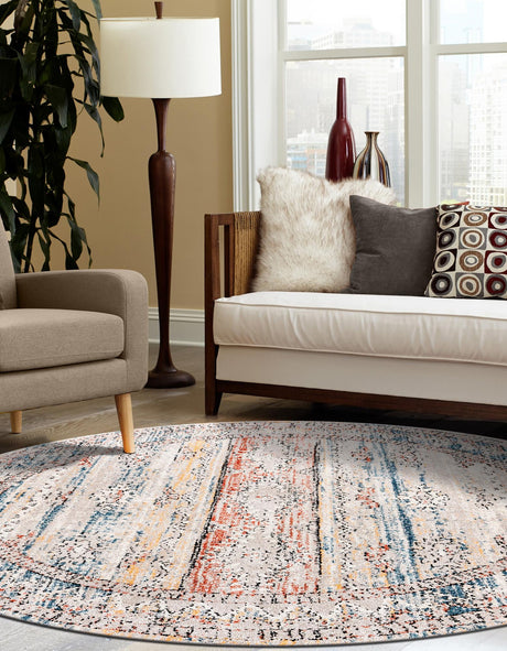 Multicolor 3' 3 x 3' 3 Aramis Round Area Rug Polypropylene With Cotton Backing Easy Clean Living Room Bedroom Dining Office Carpet for Sale at Rug Engine