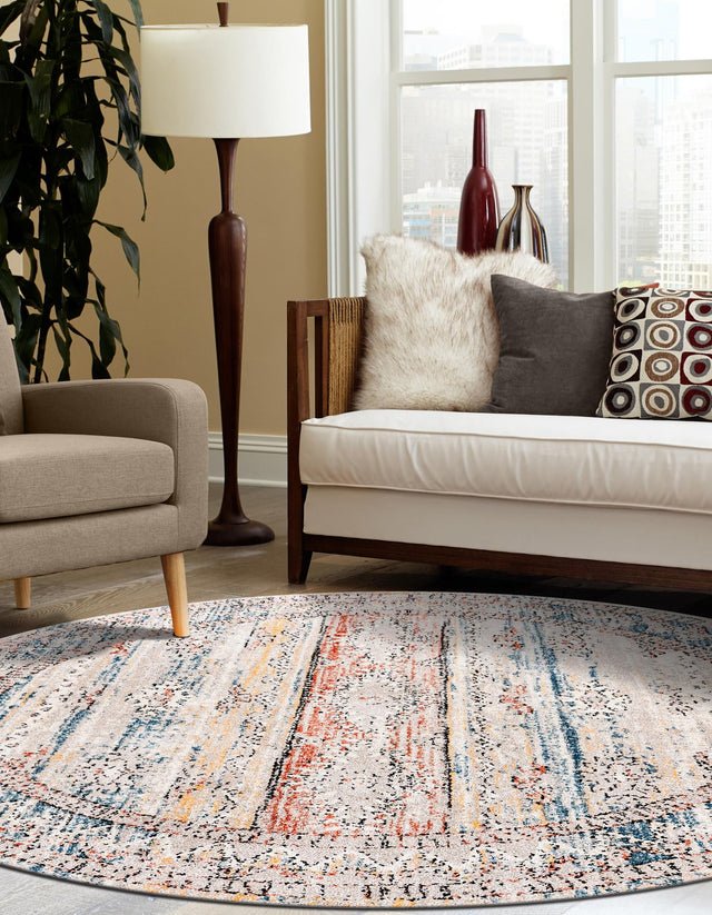 Multicolor 3' 3 x 3' 3 Aramis Round Area Rug Polypropylene With Cotton Backing Easy Clean Living Room Bedroom Dining Office Carpet for Sale at Rug Engine