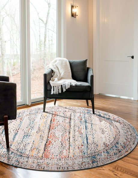 Multicolor 10' x 10' Aramis Round Area Rug Polypropylene With Cotton Backing Easy Clean Living Room Bedroom Dining Office Carpet for Sale at Rug Engine