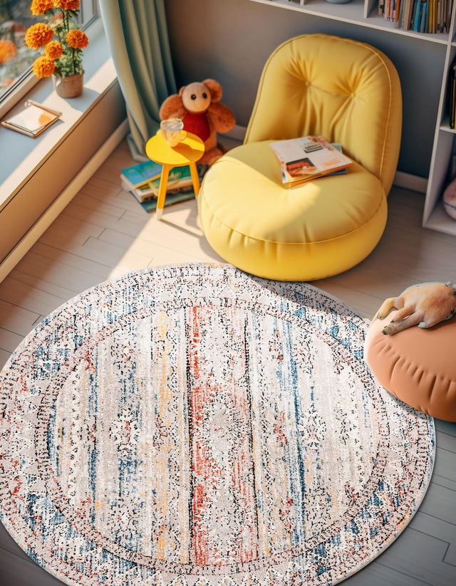 Multicolor 10' x 10' Aramis Round Area Rug Polypropylene With Cotton Backing Easy Clean Living Room Bedroom Dining Office Carpet for Sale at Rug Engine