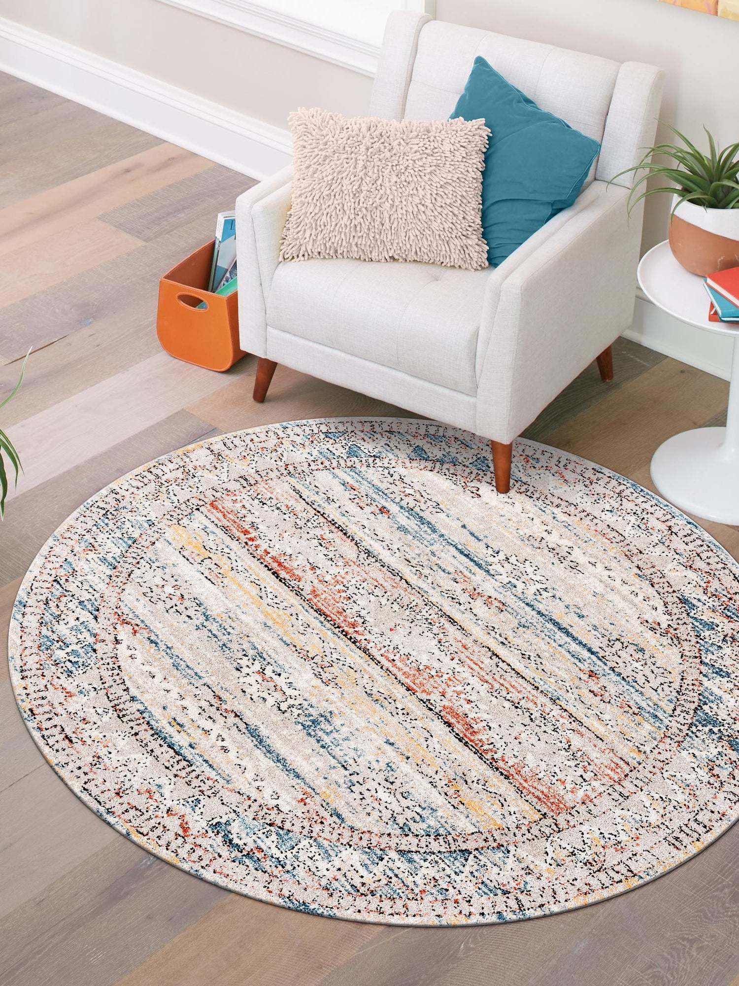Multicolor 10' x 10' Aramis Round Area Rug Polypropylene With Cotton Backing Easy Clean Living Room Bedroom Dining Office Carpet for Sale at Rug Engine