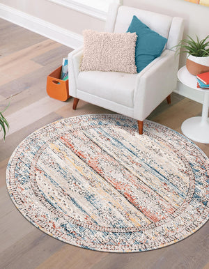 Multicolor 10' x 10' Aramis Round Area Rug Polypropylene With Cotton Backing Easy Clean Living Room Bedroom Dining Office Carpet for Sale at Rug Engine