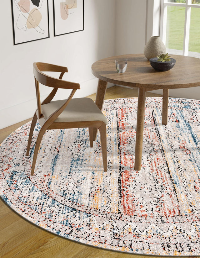 Multicolor 3' 3 x 3' 3 Aramis Round Area Rug Polypropylene With Cotton Backing Easy Clean Living Room Bedroom Dining Office Carpet for Sale at Rug Engine