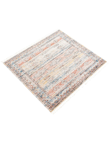 Multicolor 7' 10 x 7' 10 Aramis Square Area Rug Polypropylene With Cotton Backing Easy Clean Living Room Bedroom Dining Office Carpet for Sale at Rug Engine