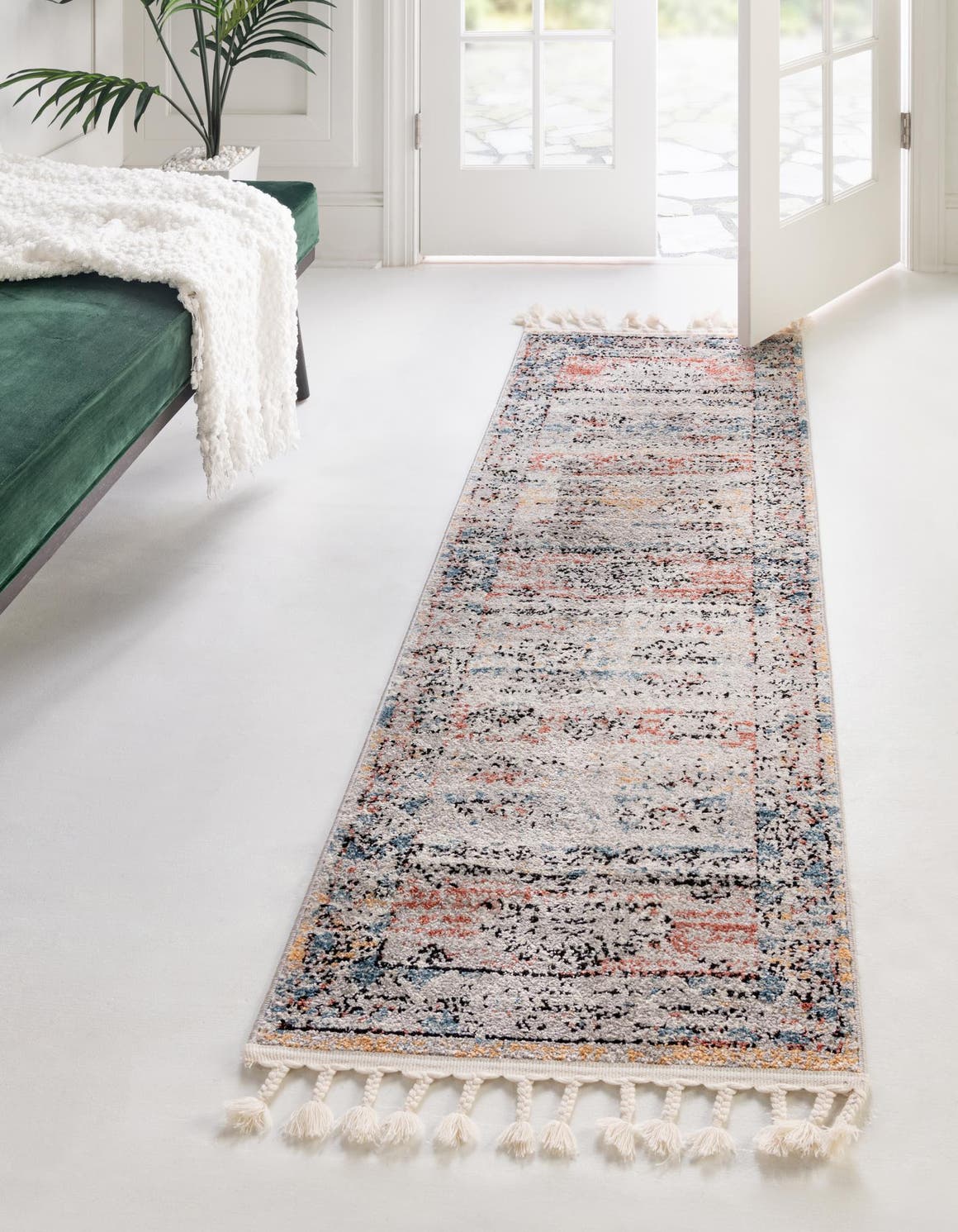 Multicolor 2' x 8' Aramis Runner Area Rug Polypropylene With Cotton Backing Easy Clean Living Room Bedroom Dining Office Carpet for Sale at Rug Engine