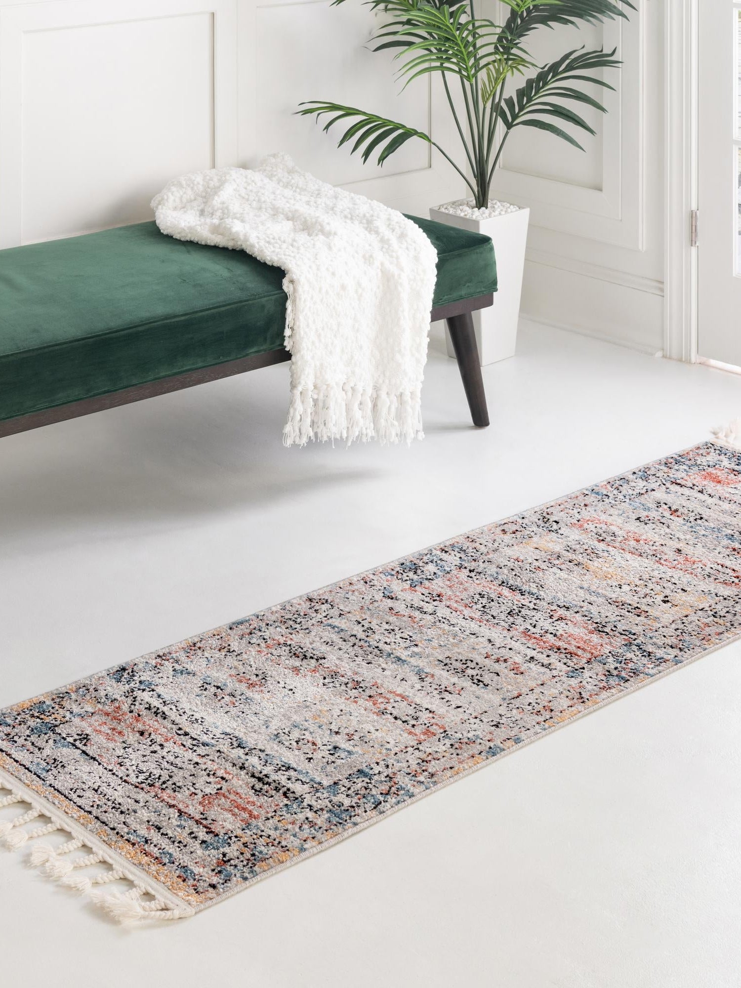 Multicolor 2' 7 x 10' Aramis Runner Area Rug Polypropylene With Cotton Backing Easy Clean Living Room Bedroom Dining Office Carpet for Sale at Rug Engine