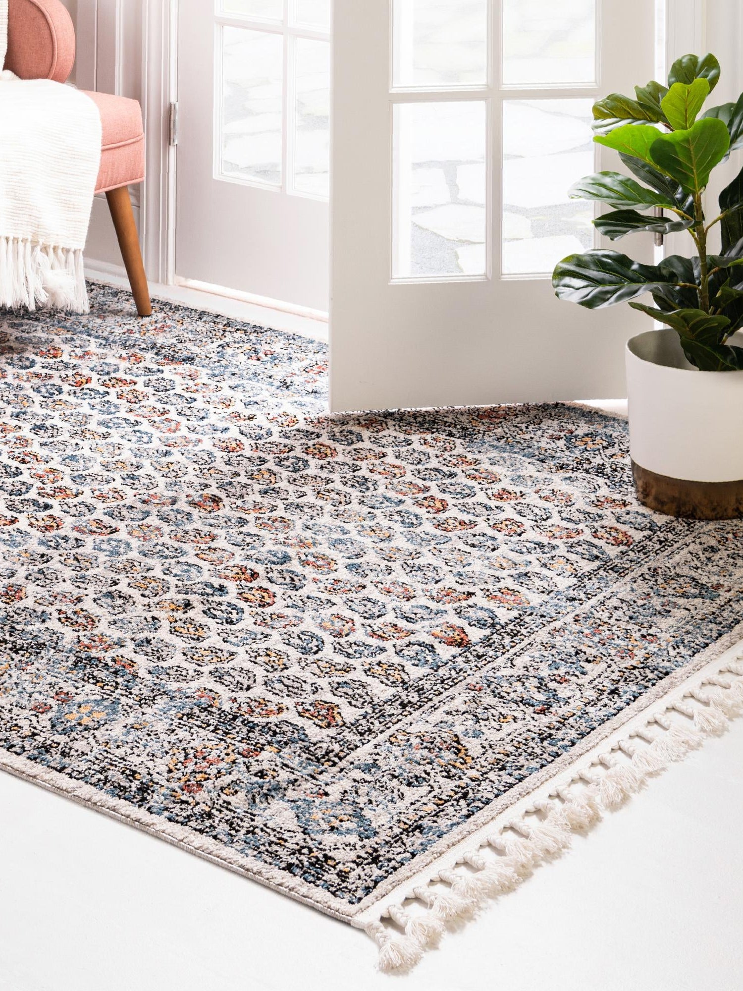 Multicolor 5' 3 x 8' Aramis Rectangle Area Rug Polypropylene With Cotton Backing Easy Clean Living Room Bedroom Dining Office Carpet for Sale at Rug Engine