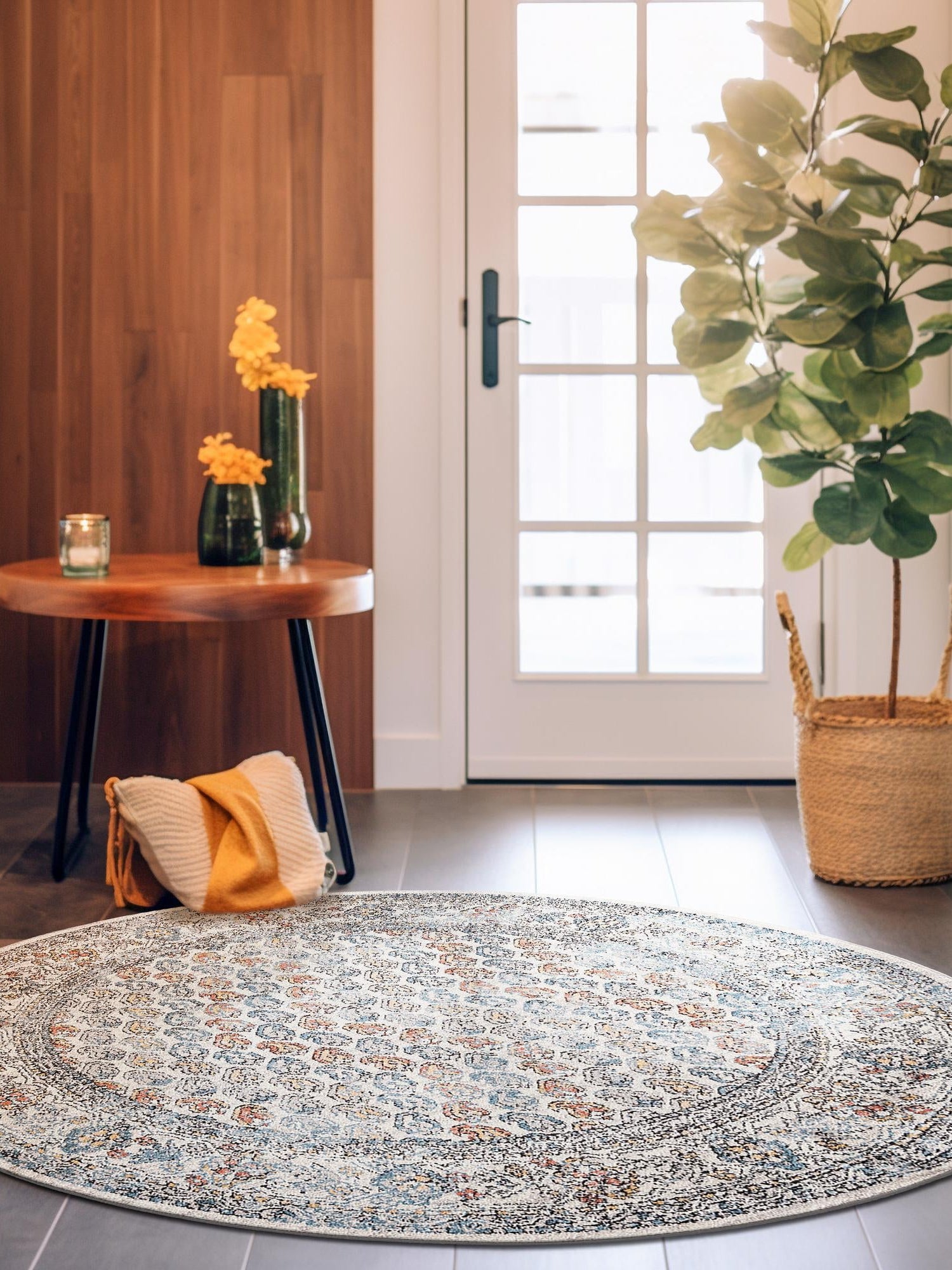 Multicolor 10' x 10' Aramis Round Area Rug Polypropylene With Cotton Backing Easy Clean Living Room Bedroom Dining Office Carpet for Sale at Rug Engine