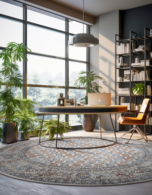 Multicolor 7' x 7' Aramis Round Area Rug Polypropylene With Cotton Backing Easy Clean Living Room Bedroom Dining Office Carpet for Sale at Rug Engine