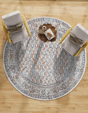 Multicolor 7' x 7' Aramis Round Area Rug Polypropylene With Cotton Backing Easy Clean Living Room Bedroom Dining Office Carpet for Sale at Rug Engine