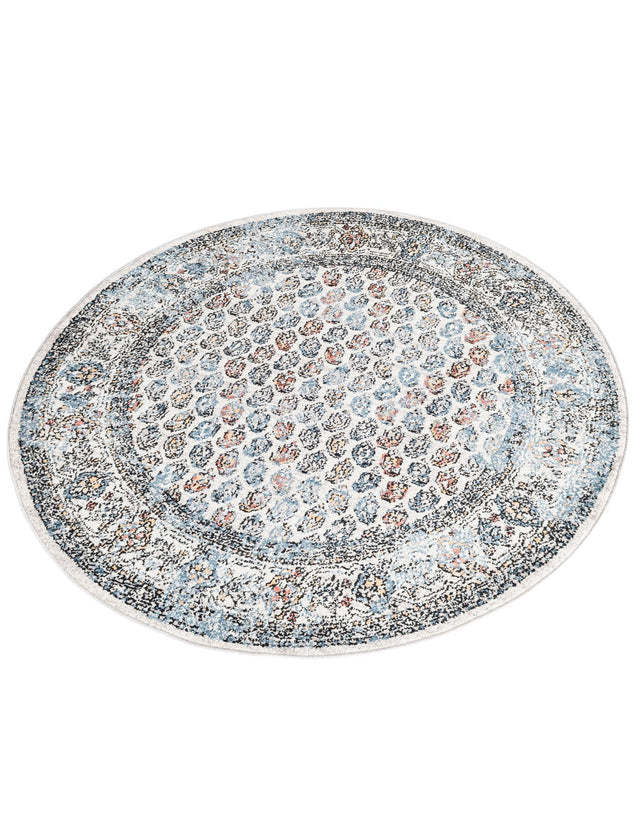 Multicolor 5' 3 x 5' 3 Aramis Round Area Rug Polypropylene With Cotton Backing Easy Clean Living Room Bedroom Dining Office Carpet for Sale at Rug Engine